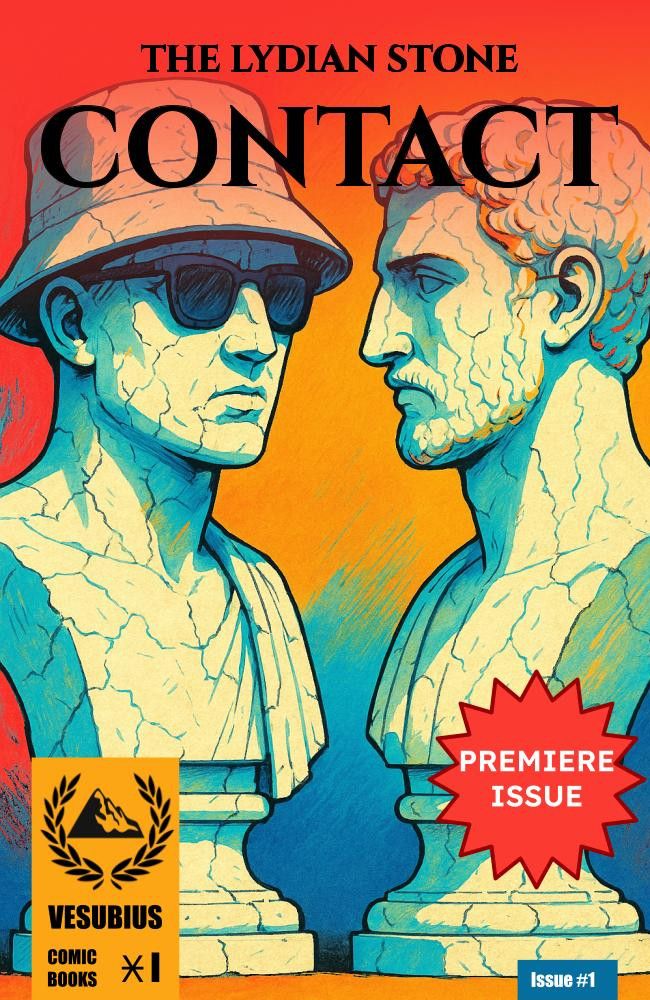 The Lydian Stone Issue 1: Contact - Cover Art showing Ulysses in Pompeii