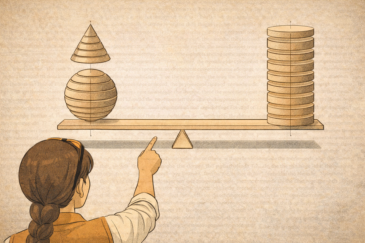 Mathematical diagram of Archimedes' Method.
